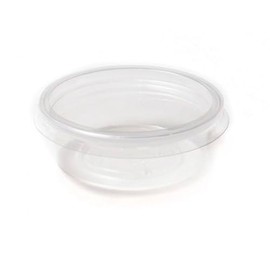 Enviropack 100 Plastic Portion Pots With Lids. Heavy Duty Pots for Warm and Cold Sauces. Made of 100% Recyclable Clear Plastic. (2oz)