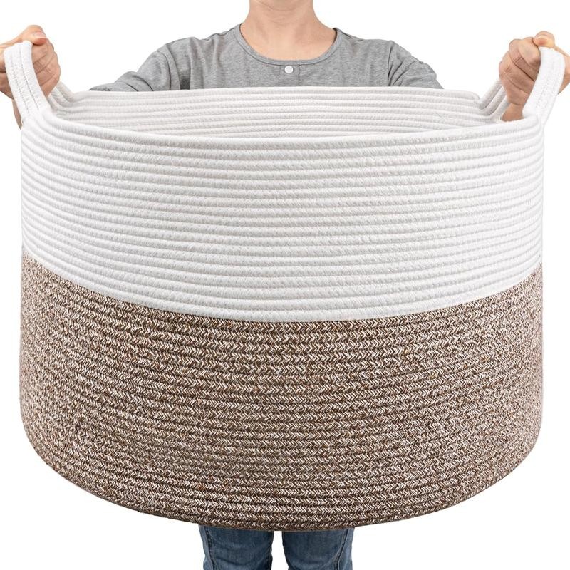 Extra Large Wicker Storage Basket, 83L Round Jute Basket for