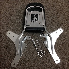 SMT-Flame Backrest Sissy Bar Leather Pad Compatible With 1996-2005 Kawasaki Vulcan 800 Classic [B00RUELEDQ]