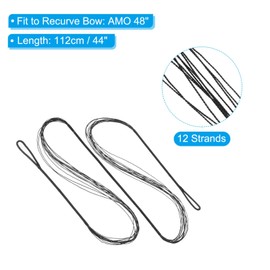 PATIKIL Bow String Replacement with Bowstring Finger Guards for AMO 48", 12 Strands Traditional Recurve Bowstring, Black