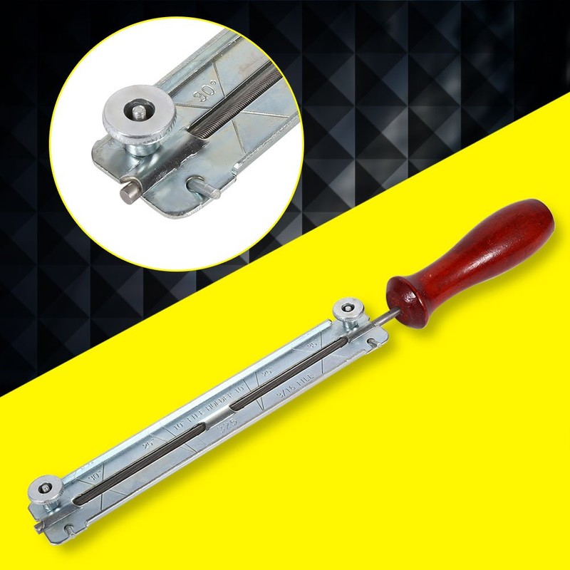 Steel Chain Saw Sharpening File Set Round Gauge File Handle
