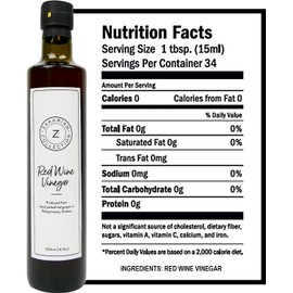 Zakarian: Red Wine Vinegar - Made from Organic Greek Red Grapes - 500 ml - Intense, Refined Flavor - Rich in Antioxidants - Best Served with Extra Virgin Olive Oil on Salads, Seafood and More
