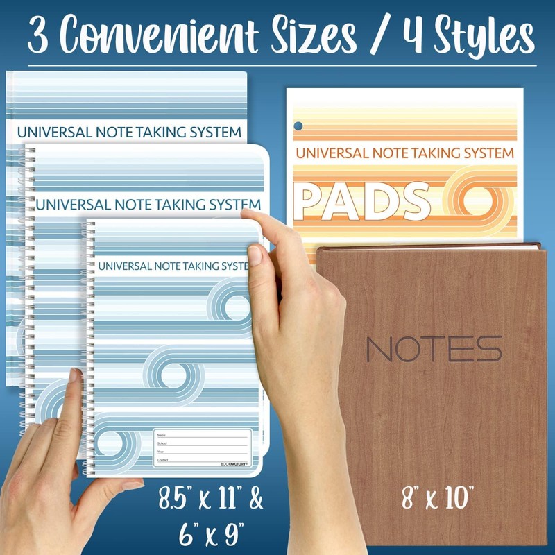 BookFactory Universal Note Taking System (Cornell Notes) / NoteTaking Notebook