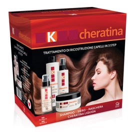  K-Cheratina - Professional Reconstruction Treatment for Damaged Hair - Contains Restructuring and Regenerating Shampoo, Filling Action Serum, Reconstruction Mask and Ultra-Nourishing Liquid Keratin
