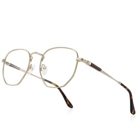 RB.Pilot Classic Square Polygon Reading Glasses for Men Women Light Blocking Computer Readers Spring Hinge Metal Frame
