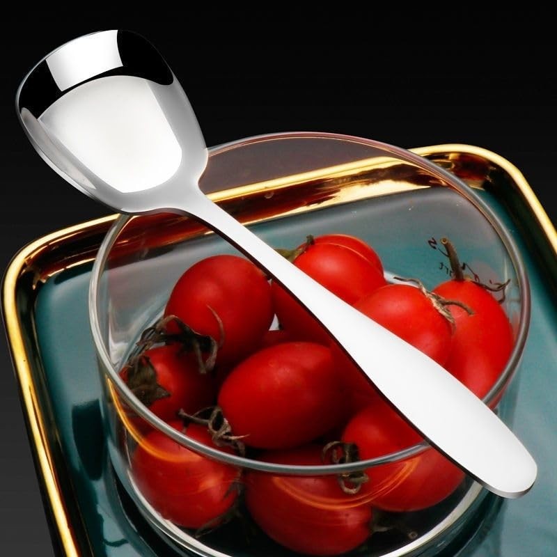 MIUPOO Square Head Dinner Soup Spoons,Flat Square Stainless Steel Tablespoons,Chinese