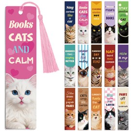 Peacoblue 30pcs UV DTF Bookmarks Wraps Transfer Stickers Cute Cats for Women Men Reading, Waterproof Bookmarkers Decal(No Blank Bookmarks) for Acrylic Plastic Metal Blank Bookmark