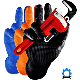 FRANZ MENSCH Hygostar Gant En Nitrile Power Grip, Black L Powder-Free, L (8-9)