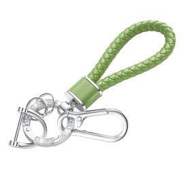 JSMAX Leather keychain, car keychain, suitable for men and women keychain, keyring car keychain accessories (green)
