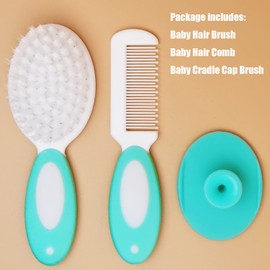 Baby Hair Brush, Cradle Cap Brush, Baby Hair Comb, Baby Hair Brush and Comb Set for Newborns & Toddlers, Baby Brush Soft Bristles, Ideal for Cradle Cap, Perfect Baby Registry Gift (Green)