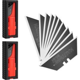 HAUTMEC 20-Pack Utility Knife Blades with a Safety Dispenser, Standard Replacement Blades for Heavy Duty Utility Knives and Box Cutters, Sharper SK2H Black Blades HT0265-2PCS
