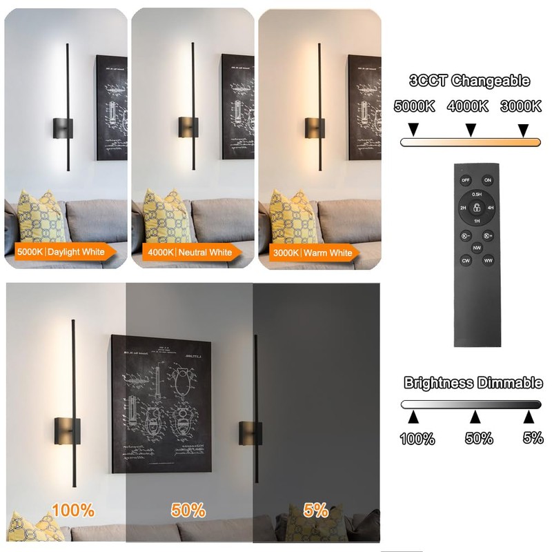 Ditoon Battery Operated Wall Sconce Set of 2, Black USB
