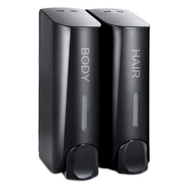 ILIKEPOW Shower Dispenser Wandhalterung Seifenspender Hotel Seifenspender Dusche Duschgel Spender für Shampoo, Spülung, ABS Schwarz (2 x 350ml)