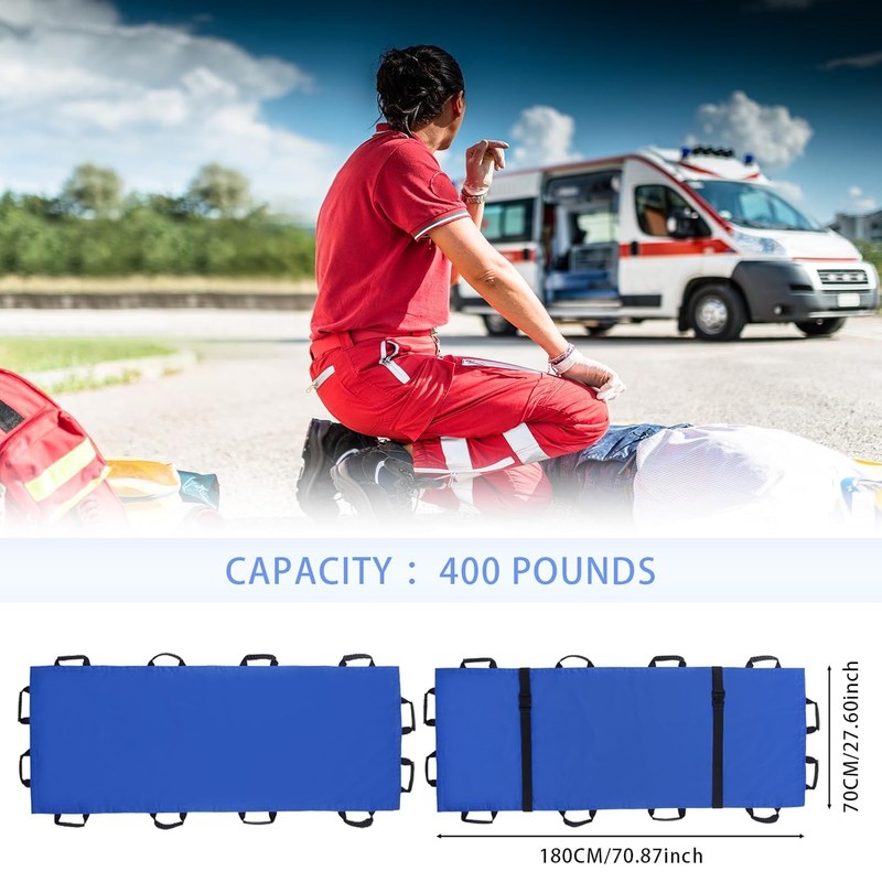 Portable Transport Stretcher with 12 Rubber Handles & Carrying Bag