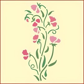 Sweet Pea Stencil - 6" x 12" Spring Summer Flower Floral Arrangements Bouquet Border Colonial Romantic DIY Decor Painting Gifts Crafts Laser Cut Mylar Reusable Templates - The Artful Stencil