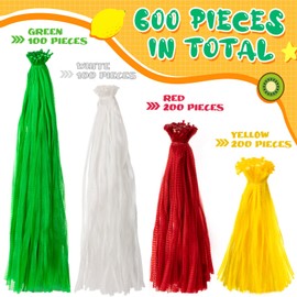 Treela 600 Pieces Reusable Mesh Bags Reusable Produce Seafood Onion Vegetable Storage Mesh Net Nylon Poly Bags for Crawfish Shellfish Crab Grocery Toys Fruits, 4 Sizes