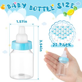 72 Biberones Pequeños para Baby Shower de 3.5 Pulgadas Mini Biberones de Plástico para Dulces Botellas de Biberones de Plástico Transparente para Baby Shower Caja de Biberón de Dulces (Azul)