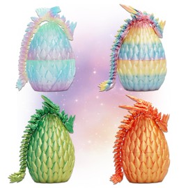 LUMIN TUTU Dragon Eggs, Pack of 4, 3D Printed Dragon Egg with Dragon & Wings, Fantasy Toy for Children, Easter & Surprise Gifts