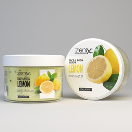 Zenix Face & Body Scrub 275ml | Hautreinigendes Peeling für Gesicht und Körper | entfernt abgestorbene Zellen | klärt Talg | pflegt die Haut | Spendet der Haut Feuchtigkeit - (Lemon)