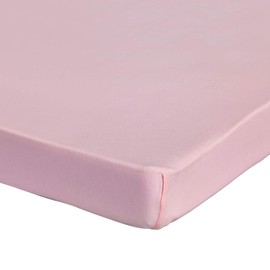 Pack n Play - Sábana bajera ajustable - Super suave, 100% algodón de punto natural - 68,5 x 99 cm - para niños y niñas, se adapta a colchones Pack n Play, Playard y plegables - Dobladillo elástico cubierto - Color rosa sólido