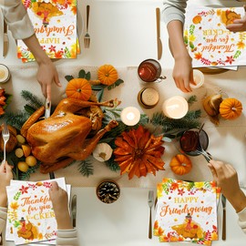 Friendsgiving Napkins, 40Pcs Turkey Friendsgiving Party Decorations Napkins Friendsgiving Napkins Funny Thankful For You Bi Napkins for Friendsgiving Thanksgiving Fall Decorations