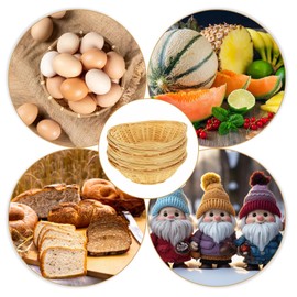 ZOFUN 12 Pcs Bamboo Bread Baskets for Table, 23 cm Elliptical Bread Baskets Woven, Firm & Non-toxic Restaurant Bread Baskets, Vintage & Stackable Food Baskets for Kitchen Tables Restaurant