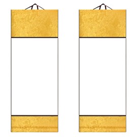 Sugarello Wall Scroll, Plain, Large, White Cut Wall Scroll, Set of 2, Calligraphy Half Paper, Blank Paper, Gusen Paper, Ink Painting, Calligraphy, Calligraphy, Calligraphy, Beginners, Japanese Paper, Height 39.8 inches (101 cm), Width 12.6 inches (32 cm) (Gold)