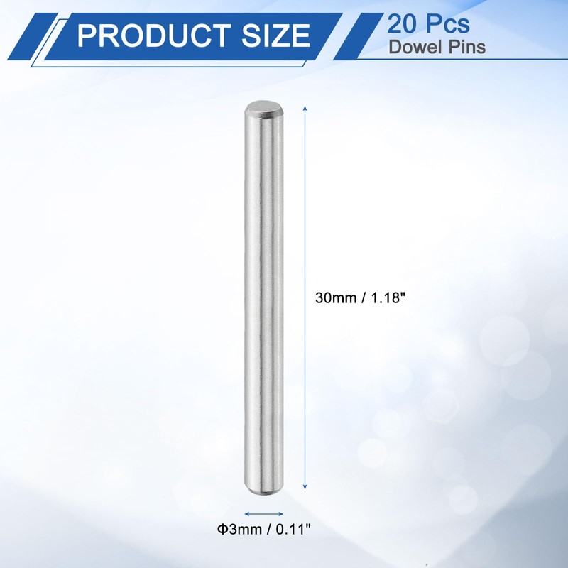 sourcing map 20 Pcs 3 mm x 30 mm Dowel