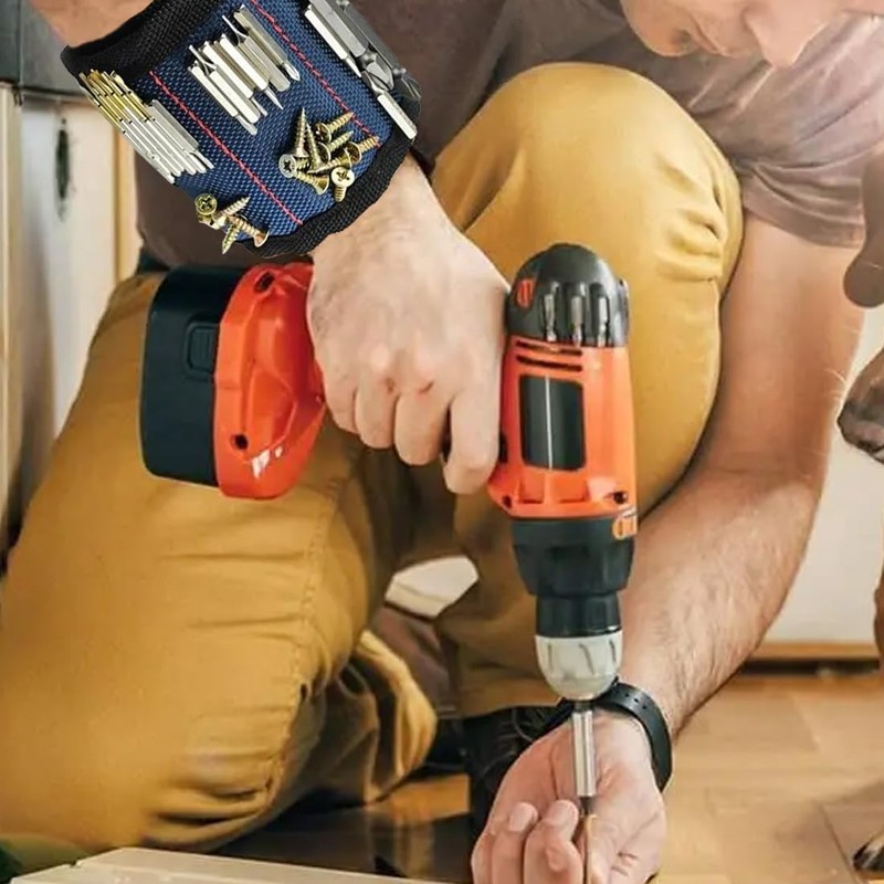 EIHI Men's Magnetic Bracelet - Magnetic Nail Holder with 2