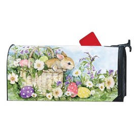 Studio M The Original Magnetic Mailbox Cover, Decorative MailWrap Fits Standard Size 6.5 x 19 Inch Mailbox, Weather Resistant Vinyl, Easter Bunny Basket