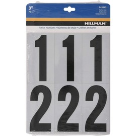 Hillman 843445 Reflective Adhesive Mailbox Number Pack, 3", Black and White