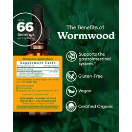 Herb Pharm Herb Pharm Certified Organic Wormwood Liquid Extract for Digestive System Support - 1 Ounce