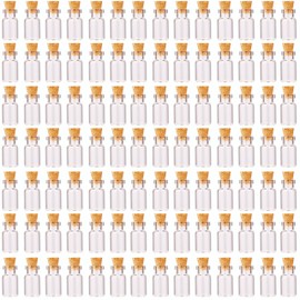 MaxMau 100pcs 1ml Small Mini Glass Bottles Jars with Cork Stoppers Tiny Vials for DIY Art Crafts Wedding Favors