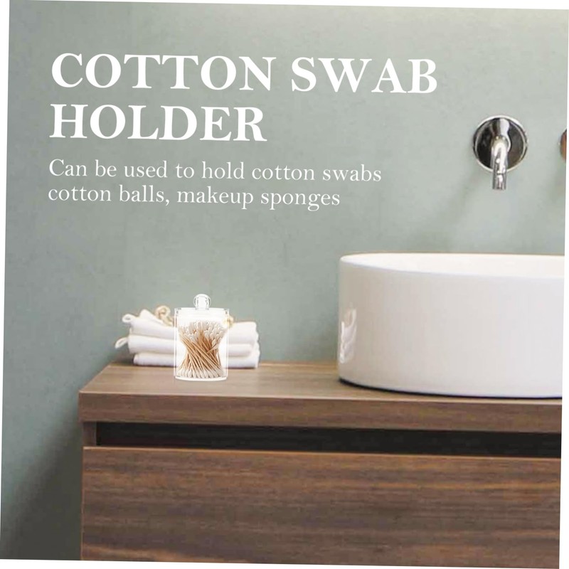 Ciieeo 4pcs Cotton Pad Jars with Lid Versatile Bathroom Organizers