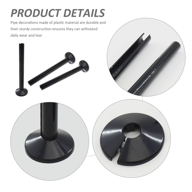 3 Pack Black Pipe Covers, 3 Pieces Pipe Collars, 200mm