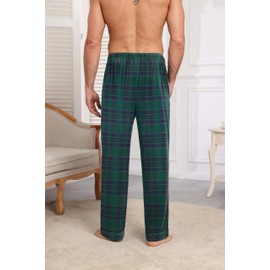 Ekouaer Pyjamas Pants for Men Summer Light and Breathable Mens Pyjamas with Pockets Casual Pigiama Trouser Bottoms Blue+Green S