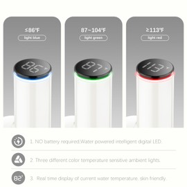 Bathroom Faucet 1 Hole Digital Temperature Display Faucet (Batteries Free),Cactus Shaped Modern Design,1Handle Vanity Faucet,Height Adjustable, 2 Water Outlet Mode,Swivel Spout,(White)