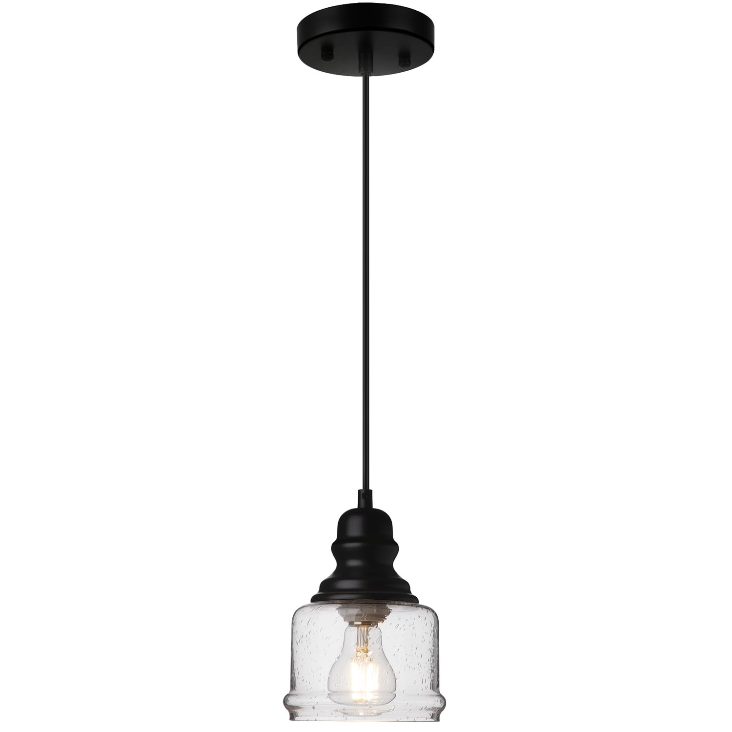 Industrial Glass Pendant Lights for Kitchen island, Mini Hanging