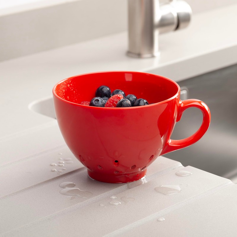 Zeal Berry Colander Cup, Small Hand-held Cup Shape Melamine Strainer/Sieve,