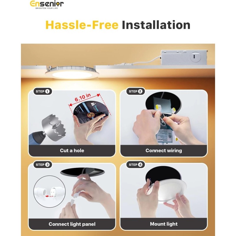 Ensenior 1-Pack LED 6 Inch Recessed Light Dimmable 5000K Daylight