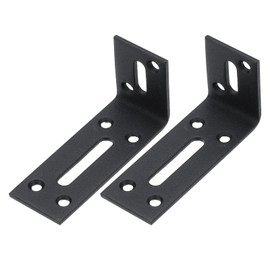 PATIKIL 3 3/20" Adjustable L Bracket with Slot, 2 Pcs Floating Shelf Bracket Right Angle Corner Braces L-Shape Corner Brace for Wood Shelve Furniture Shelf, Black
