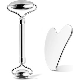 Unfovi Stainless Steel Face Roller & Gua Sha Set - Cooling Facial Massager for Puffiness Relief, Skin Lifting & Firming | Hygienic Tools for Women Self Care