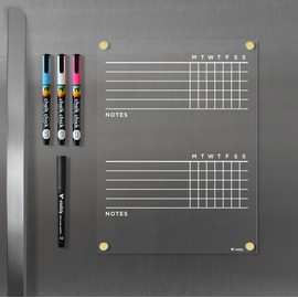 Visibly Magnetic Acrylic Chore Chart for Fridge, Includes 4 magnetic wet-erase markers for Refrigerator, 9" X 12". Put those kids to work!