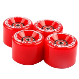 FunTomia Pack of 4 Longboard/Skateboard/Mini Board Wheels (Big Wheels) in 65 x 45 mm 80A Including ABEC-9 Ball Bearings and Metal Spacer 80A Wheel Hardness + T-Tool (Red)