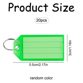 Luckious 20 PCS Tag Key Fob, Key Label Tags Name Tags Plastic Fob Key Tag with Open Loop for Luggage Pet ID Name Office Key Tag (Random Color)