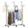 Floor Standing Metal Garment Rack, 6 Arms Clothing Display Rack with Wheels, Heavy Duty Chrome 48'' to 64'' Adjustable Height Retail Clothes Rack Rolling Shirt Rack for Hanging Clothes, Silver