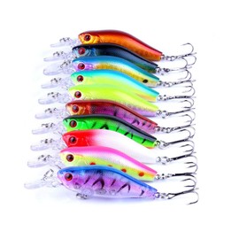 10 Hard Bait Minnow Lure with Treble Hook Life-Like Swimbait Fishing Bait 3D Fishing Eyes Popper Crankbait Vibe Sinking Lure Wobbler for Bass Trout Walleye Pike Perch