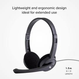 MUSIC HERO SBS Adjustable Headphones with Swivel Microphone 3.5 mm Jack Cable for Smartphone, PC, Tablet, Ideal for Smartphone, Call Center, Direct Streaming, Remote Orientation