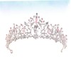 NIYANGLE Decorative Crystal Alloy Wedding Tiara Silver Pink Bridal Crown