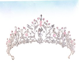 NIYANGLE Decorative Crystal Alloy Wedding Tiara Silver Pink Bridal Crown Lightweight Fairy Headdress for Engagements Parties Special Occasions Durable Eye Catching Hair Ornament